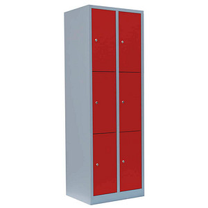 4061815517530 - Schließfachschrank feuerrot lichtgrau 520324 6 Schließfächer 600 x 500 x 1800 cm 4061815517530 LÜLLMANN