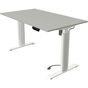 4044917449251 - Move 1 advance elektrisch höhenverstellbarer Schreibtisch lichtgrau rechteckig T-Fuß-Gestell weiß 1400 x 800 cm 4044917449251