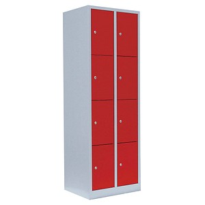 4061815517943 - Schließfachschrank lichtgrau feuerrot 520424 8 Schließfächer 600 x 500 x 1800 cm 4061815517943 LÜLLMANN
