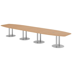 4032062315781 - HAMMERBACHER Konferenztisch KT52S eiche Tonnenform Rundrohr silber 5200 x 850 - 1300 x 740 cm 4032062315781 - HAMMERBACHER Konferenztisch KT52S eiche Tonnenform Rundrohr silber 5200 x 850 - 1300 x 740 cm