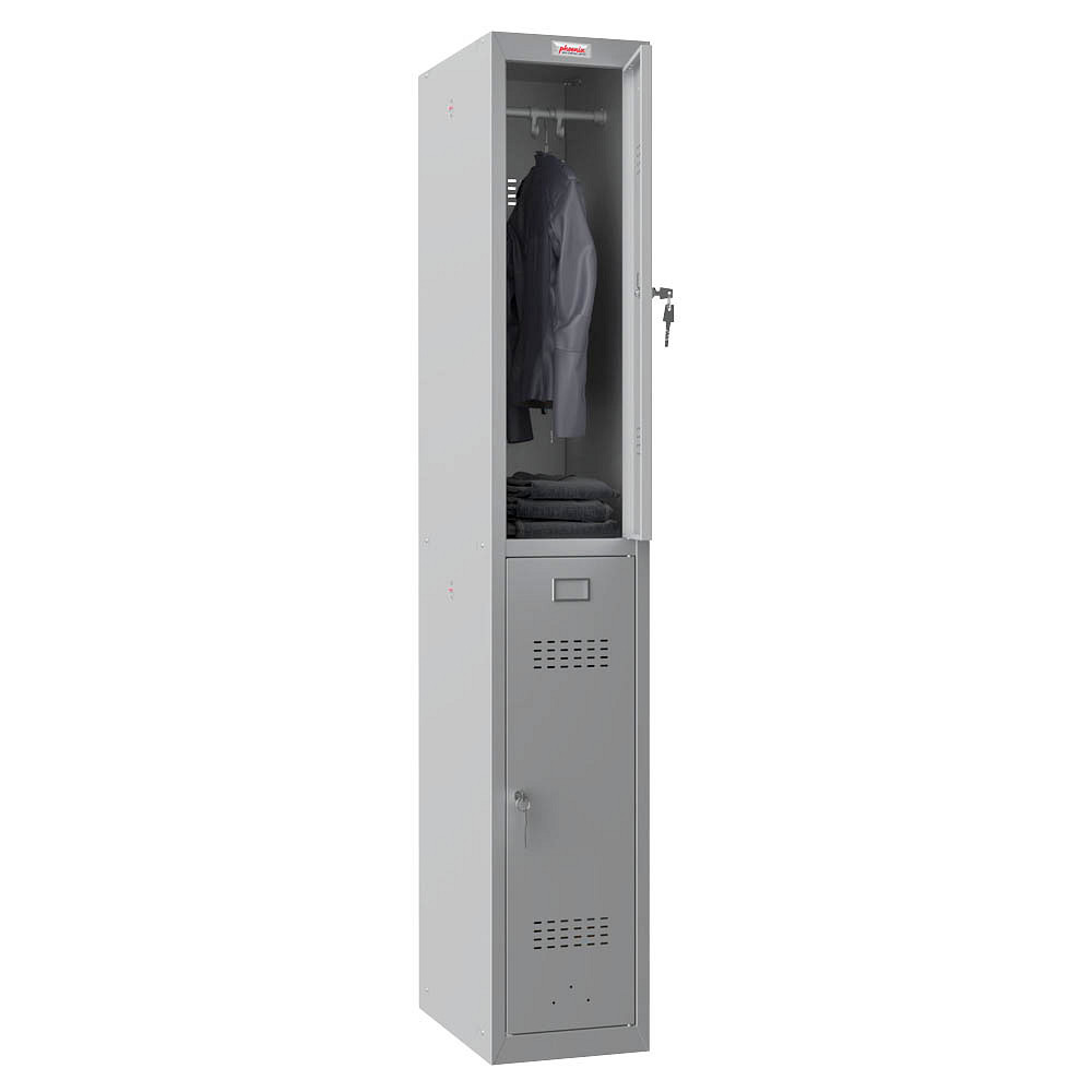 Spind Locker phoenix Spind Locker grau PL1230GGK, 2 Schließfächer 30,0 x 50,0 x 183 ...