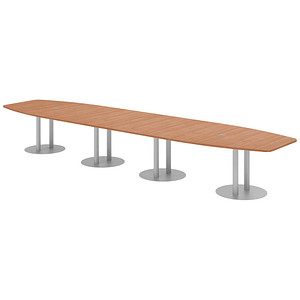 4032062315804 - HAMMERBACHER Konferenztisch KT52S nussbaum Tonnenform Rundrohr silber 5200 x 850 - 1300 x 740 cm