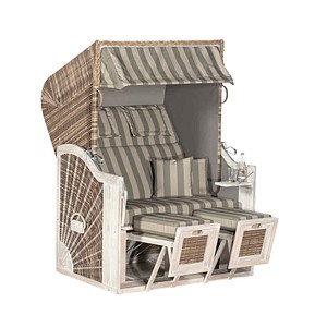 Sunny Smart® Strandkorb Rustikal 285 Z beige, braun, antikweiß Kunststoff, Holz