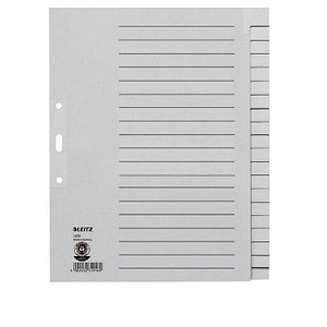 5 LEITZ Ordnerregister 1220 DIN A4 Vollformat, Überbreite blanko grau 20-teilig