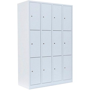 4061815517745 - Schließfachschrank 520347 Metall 4 Abteile mit 12 Fächern abschließbar 117x180cm (BxH) weiß 4061815517745 LÜLLMANN