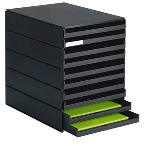 styro Schubladenbox styroval PRO schwarz DIN C4 mit 10 Schubladen