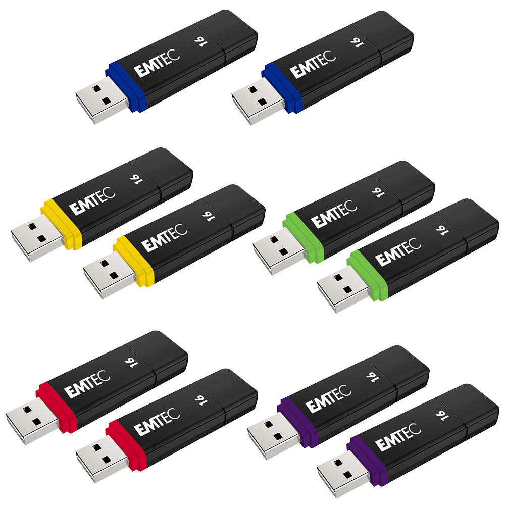 10 EMTEC USB-Sticks Flash Drives rot gelb blau grün lila 16 GB