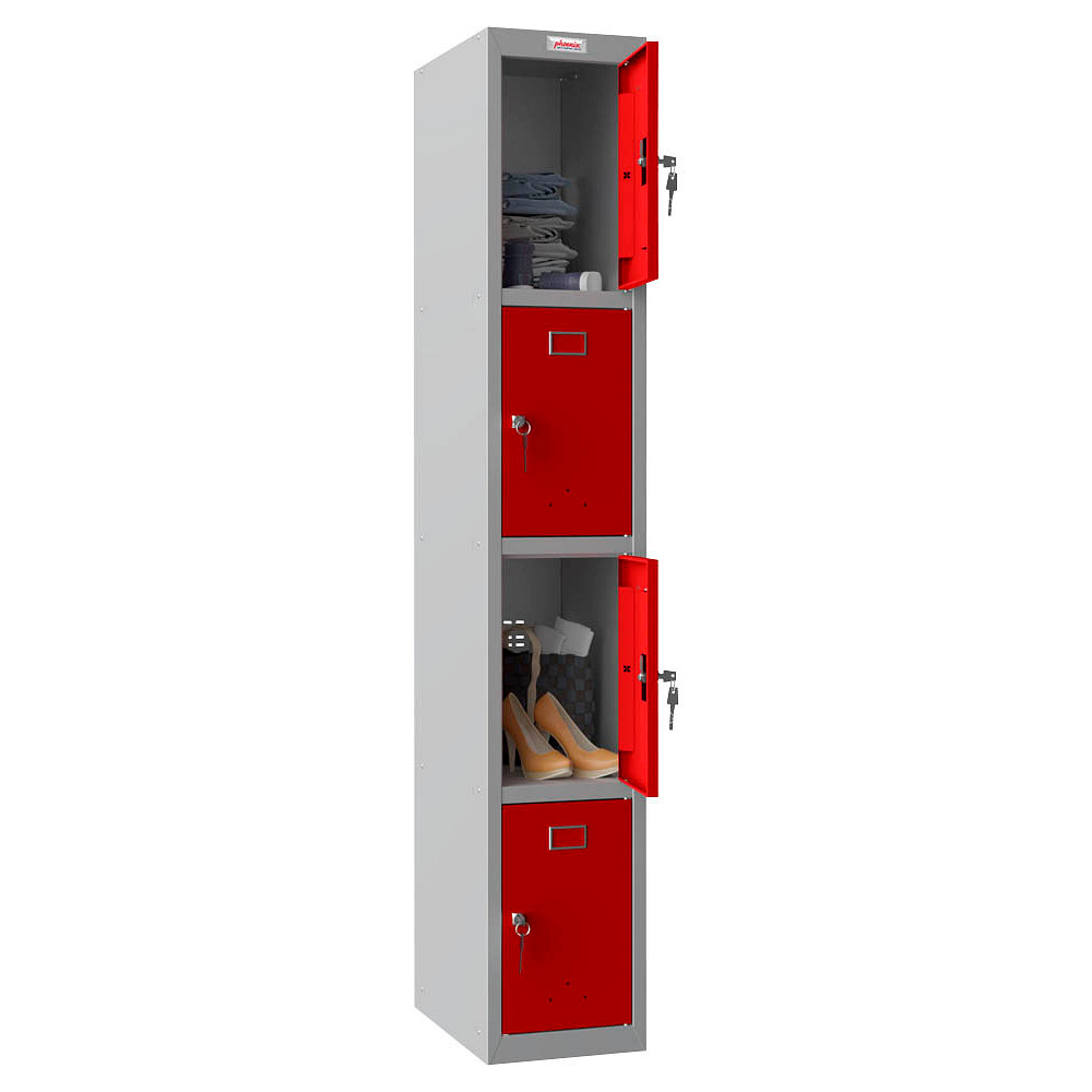 Spind Locker phoenix Spind Locker grau, rot PL1430GRK, 4 Schließfächer 30,0 x 50,0 x ...