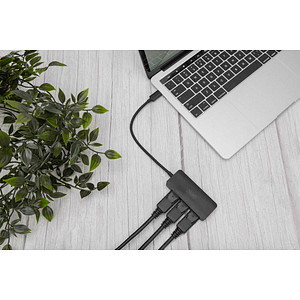 4016032482109 - DS-45334 DisplayPort   USB-C® Adapter [1x USB-C® - 3x DisplayPort Buchse] Schwarz ohne Ladebuchse Ultra HD (4k) HDMI DisplayPort 14