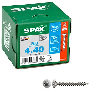 4003530168109 - Spax - Edelstahlschraube 4 x 40 mm 200 Stück Vollgewinde Senkkopf t-star plus T20 4CUT - 1197000400403