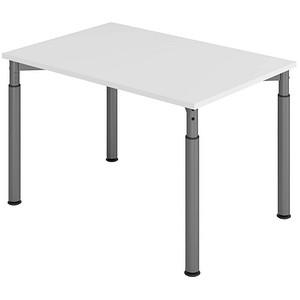 HAMMERBACHER YS12 höhenverstellbarer Schreibtisch lichtgrau rechteckig, 4-Fuß-Gestell grau 120,0 x 80,0 cm