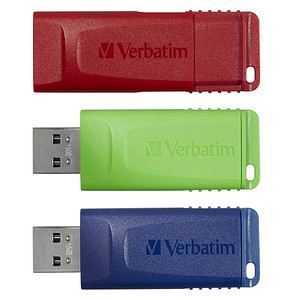 Verbatim USB-Sticks Slider rot, blau, grün 16 GB