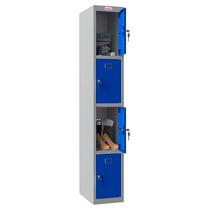 Phoenix Safe Spind blau, grau PL1430GBK, 4 Schließfächer 30,0 x 50,0 x 183,0 cm 5032548008304 Phoenix Safe