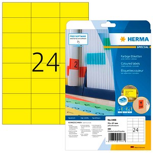 480 HERMA Etiketten 4466 gelb 70,0 x 37,0 mm