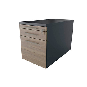 4260649680476 - fm Oldenburg Rollcontainer lavagrau eiche natur 3 Auszüge 434 x 800 x 540 cm