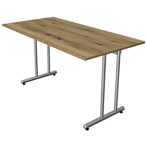 Kerkmann Smart office Schreibtisch eiche rechteckig, C-Fuß-Gestell silber 140,0 x 70,0 cm