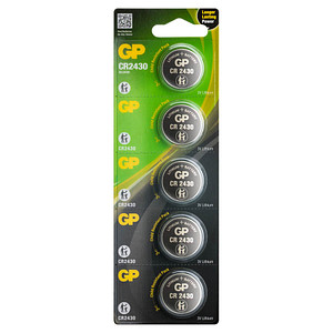 5XCR 2430 GP - Lithium-Knopfzelle, 3 V, 300 mAh, 24,0x3,0 mm, 5er-Pack