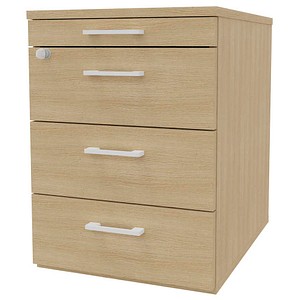 8029466045273 - Standcontainer eiche 3 Auszüge Kunststoff-Bügelgriff silber 420 x 560 x 580 cm