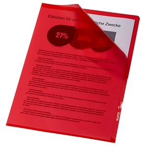 4002432432622 - Sichthüllen Standard 4000-00-25 A4 rot transluzent genarbt oben & rechts offen 130µm 4002432432622 100 Stück