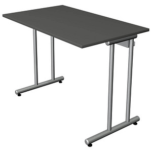 Kerkmann Smart office Schreibtisch anthrazit rechteckig, C-Fuß-Gestell silber 100,0 x 60,0 cm