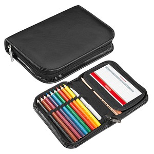 BRUNNEN Federmäppchen befüllt schwarz 14-teilig, 19,5 x 13,5 cm