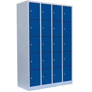 4061815518599 - Schließfachschrank 520541 Metall 4 Abteile mit 20 Fächern abschließbar 117x180cm (BxH) blau 4061815518599 LÜLLMANN
