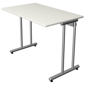 Kerkmann Smart office Schreibtisch weiß rechteckig, C-Fuß-Gestell silber 100,0 x 60,0 cm