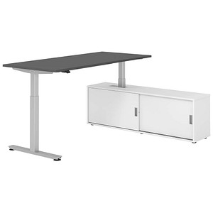 4032062329412 - VXMST19SB elektrisch höhenverstellbarer Schreibtisch grafit rechteckig T-Fuß-Gestell silber 1800 x 800 cm