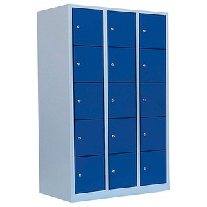 4061815519954 - Schließfachschrank 523531 Metall 3 Abteile mit 15 Fächern abschließbar 1185x180cm (BxH) blau 4061815519954 LÜLLMANN