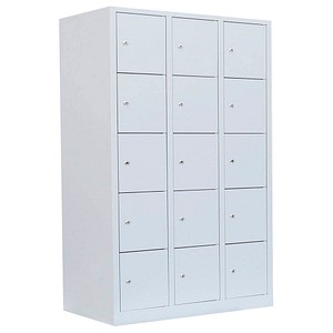 4061815519893 - Schließfachschrank 523530 Metall 3 Abteile mit 15 Fächern abschließbar 1185x180cm (BxH) lichtgrau 4061815519893 LÜLLMANN