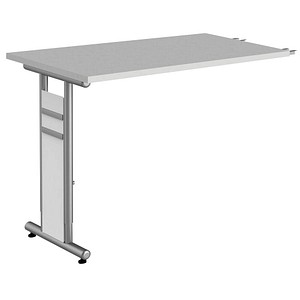 Kerkmann Anbautisch höhenverstellbar Priola lichtgrau, silber rechteckig 100,0 x 60,0 x 68,0 – 82,0 cm