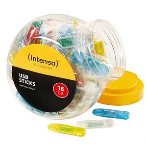 100 Intenso USB-Sticks Color Box rot, gelb, blau, grün, transparent 16 GB