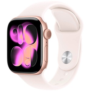 0195950619133 - Apple Watch Series 11 GPS 42mm Rose Gold Aluminium Case mit Blassrosa Sport Band - S M