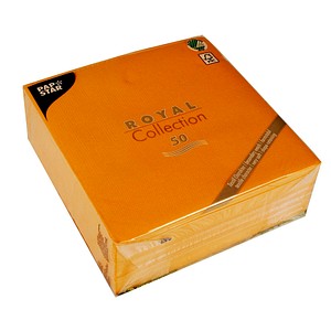 4002911822197 - Servietten Royal Collection 400 x 400 mm mit ¼-Falz kompostierbar FSC®-zertifiziertes Papier in Stoffoptik orange 5 x 50 Stück