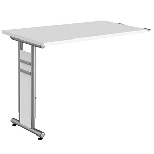 Kerkmann Anbautisch höhenverstellbar Priola weiß, silber rechteckig 100,0 x 60,0 x 68,0 – 82,0 cm