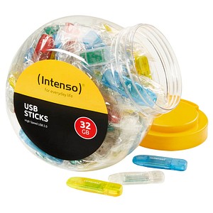 100 Intenso USB-Sticks Color Box rot, gelb, blau, grün, transparent 32 GB