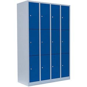 4061815517721 - Schließfachschrank 520341 Metall 4 Abteile mit 12 Fächern abschließbar 117x180cm (BxH) blau 4061815517721 LÜLLMANN
