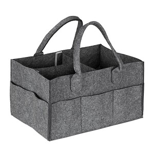 4052025902025 - Baby Windel Caddy 11 Fächer entnehmbare Trenner tragbar Filztasche Auto Wickeltisch Organizer dunkelgrau - Relaxdays