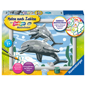 4005556284689 - Malen nach Zahlen - Jeder kann malen (Mal-Sets) Bildgröße 13 x 18 cm Malen nach Zahlen 28468 - Freundliche Delfine - Kinder ab 7 Jahre