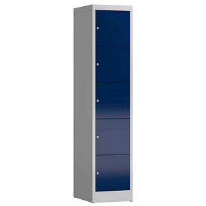 4061815858121 - Schließfachschrank ClassiX enzianblau lichtgrau X-523511 5 Schließfächer 415 x 500 x 1800 cm 4061815858121 LÜLLMANN
