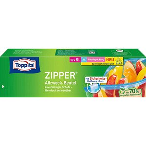 4008871211057 - Toppits Zipper® Vorratspack XL Allzweck-Beutel Mit Reißverschluss 1 Packung = 12 Beutel 6 Liter Fassungsvermögen