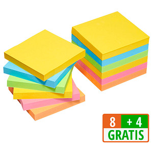 8 + 4 GRATIS: Post-it® Carnival Haftnotizen extrastark farbsortiert 8 Blöcke + GRATIS 4 Blöcke