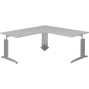 4059484230416 - röhr Techno höhenverstellbarer Schreibtisch hellgrau L-Form C-Fuß-Gestell silber 1800 x 800 1000 cm 4059484230416 - röhr Techno höhenverstellbarer Schreibtisch hellgrau L-Form C-Fuß-Gestell silber 1800 x 800 1000 cm