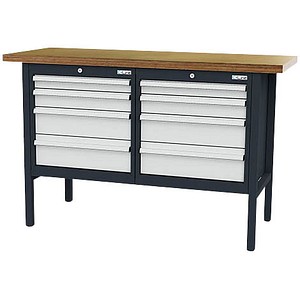 Simplaflex® Systemeinrichter Werkbank C-Line anthrazit, RAL 7016, lichtgrau, RAL 7035 8 Schubladen 150,0 x 60,0 x 96,0 cm