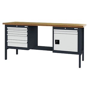 4057211003166 - Werkbank C-Line anthrazit RAL 7016 lichtgrau RAL 7035 4 Schubladen 2000 x 600 x 960 cm