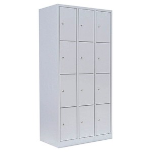 4061815517974 - Schließfachschrank 520430 Metall 3 Abteile mit 12 Fächern abschließbar 885x180cm (BxH) lichtgrau 4061815517974 LÜLLMANN