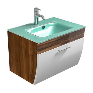 Waschtischunterschrank weiß/walnuss