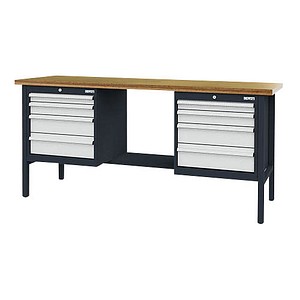 Simplaflex® Systemeinrichter Werkbank C-Line anthrazit, RAL 7016, lichtgrau, RAL 7035 8 Schubladen 200,0 x 60,0 x 96,0 cm