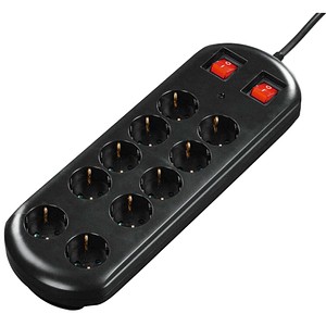 10-fach Steckdosenleiste mit Überspannungsschutz schwarz