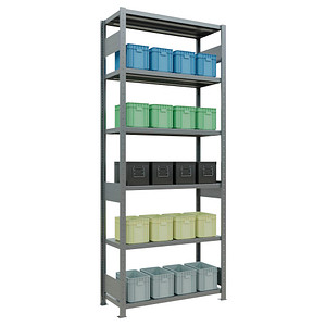 4004514282637 - Schulte Lagertechnik Fachbodenregal-Stecksystem MULTIplus 250 Grundregal Längenriegel 2500x1000x400 mm 6 Böden verzinkt
